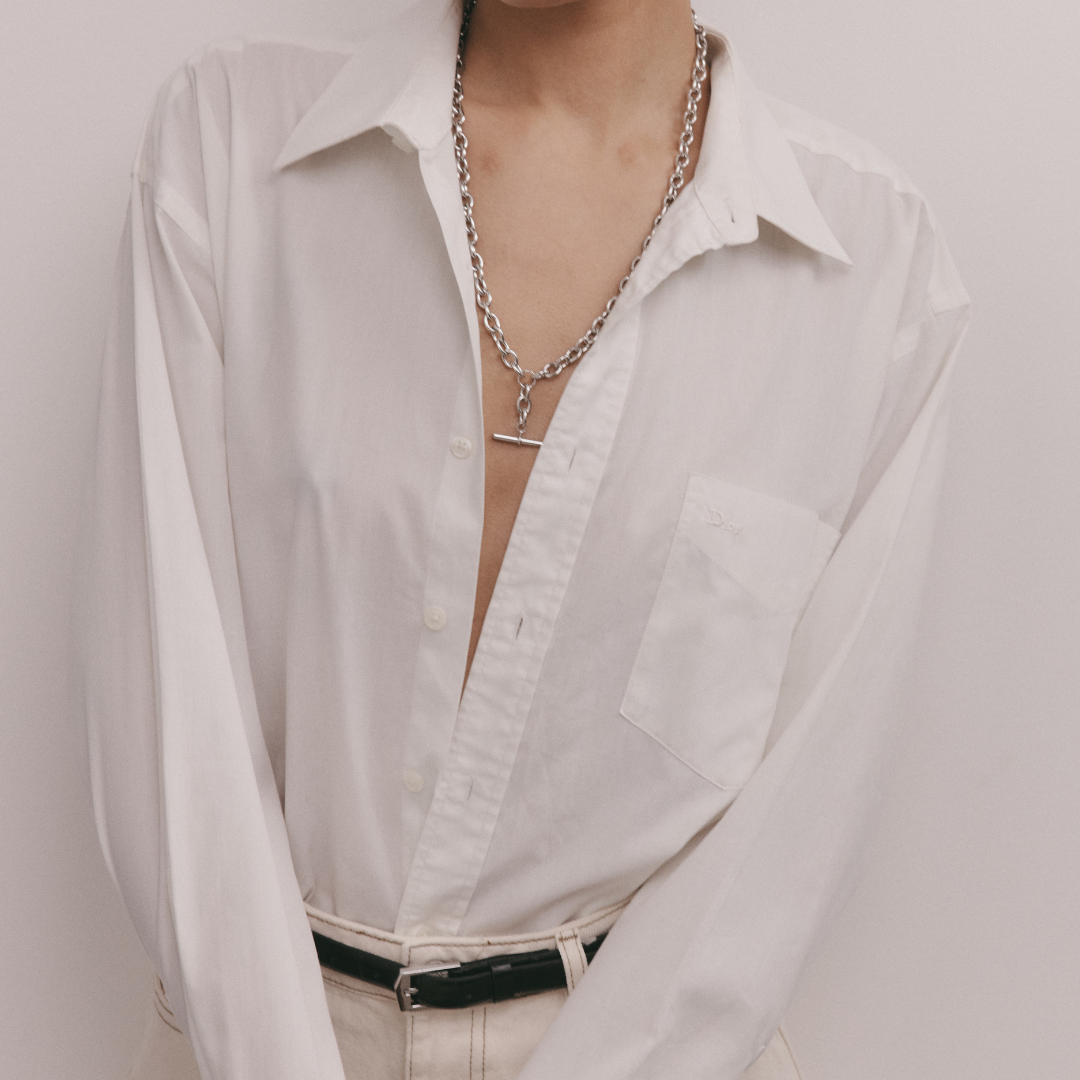 Chunky Fob Necklace (Silver)