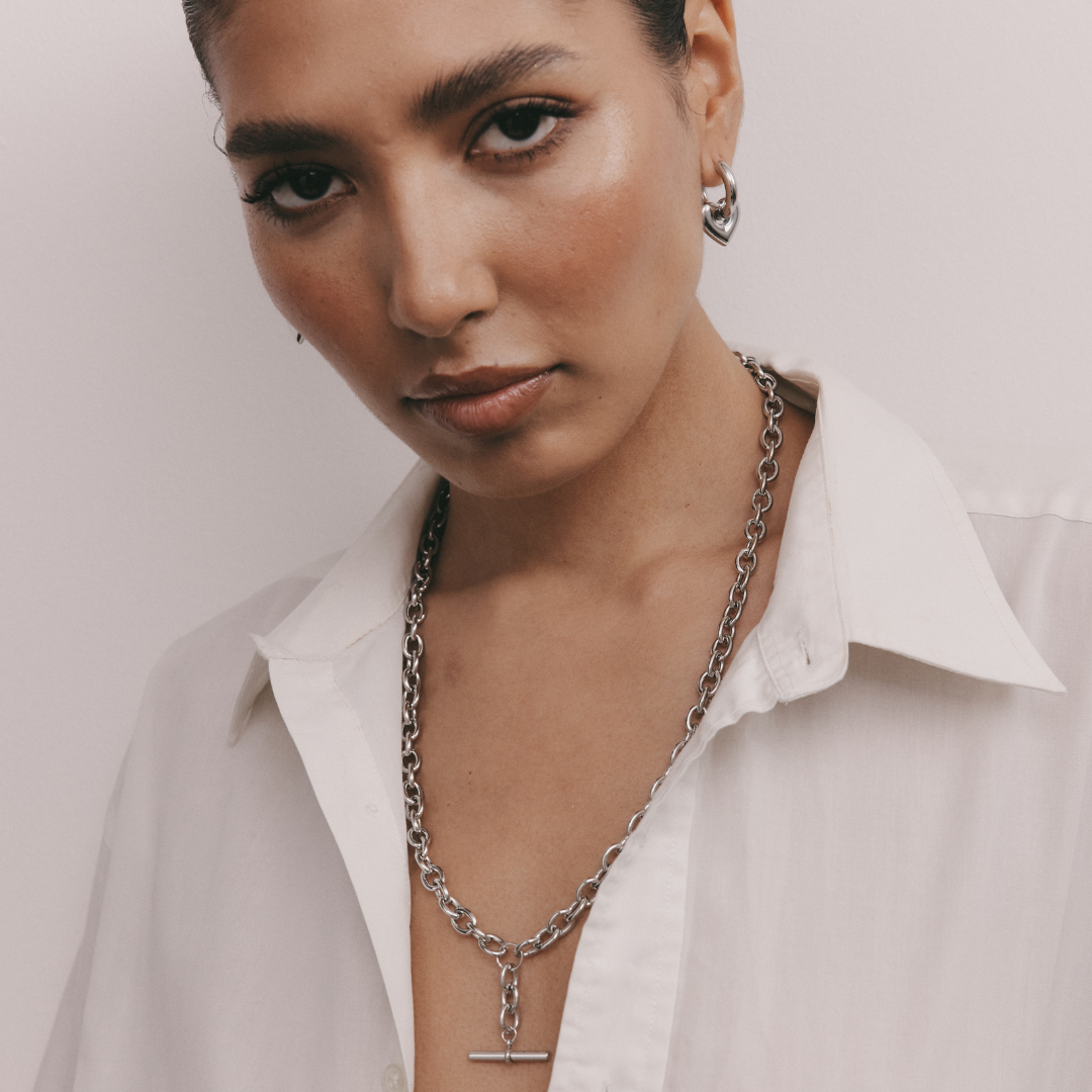 Chunky Fob Necklace (Silver)