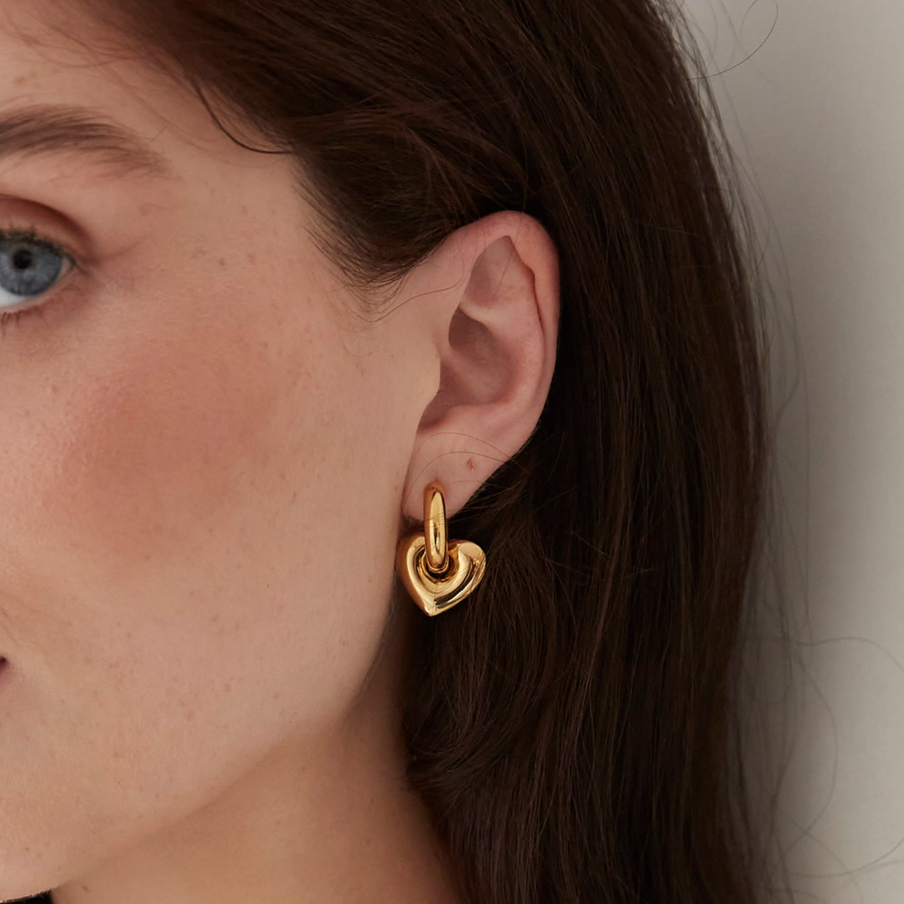 PRE-ORDER: Lisa Puffy Heart Earrings (Gold)