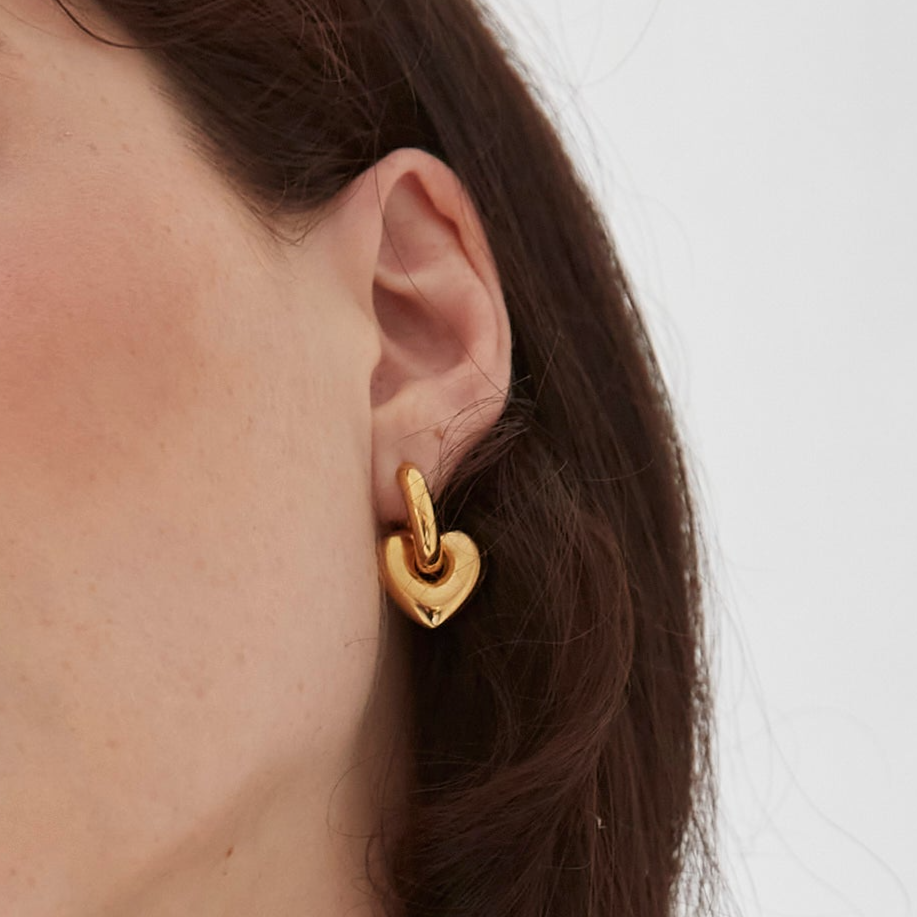 PRE-ORDER: Lisa Puffy Heart Earrings (Gold)