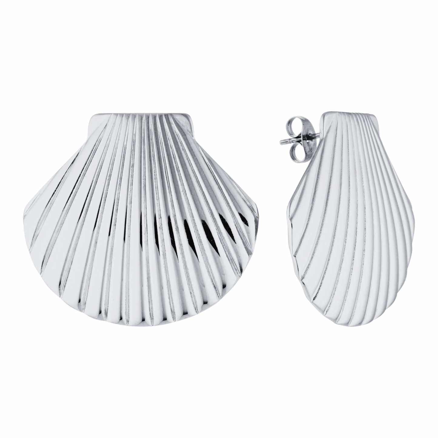 Isobel Shell Statement Earrings (Silver)