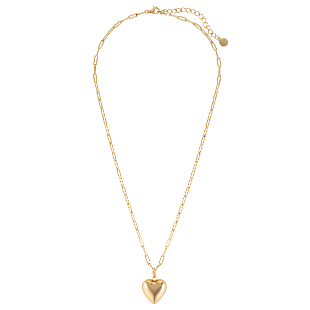 Ella Puffy Heart Necklace (Gold)