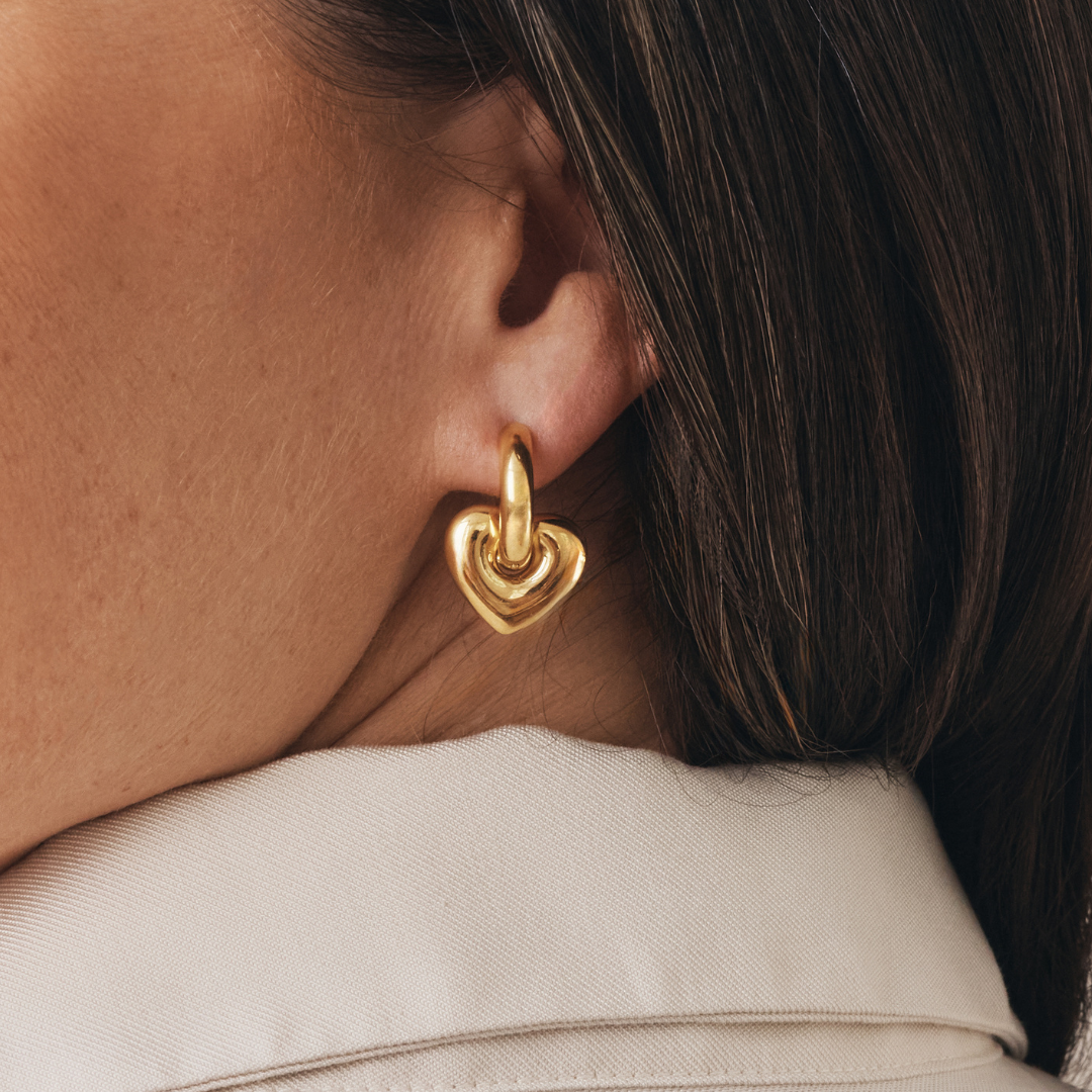 PRE-ORDER: Lisa Puffy Heart Earrings (Gold)