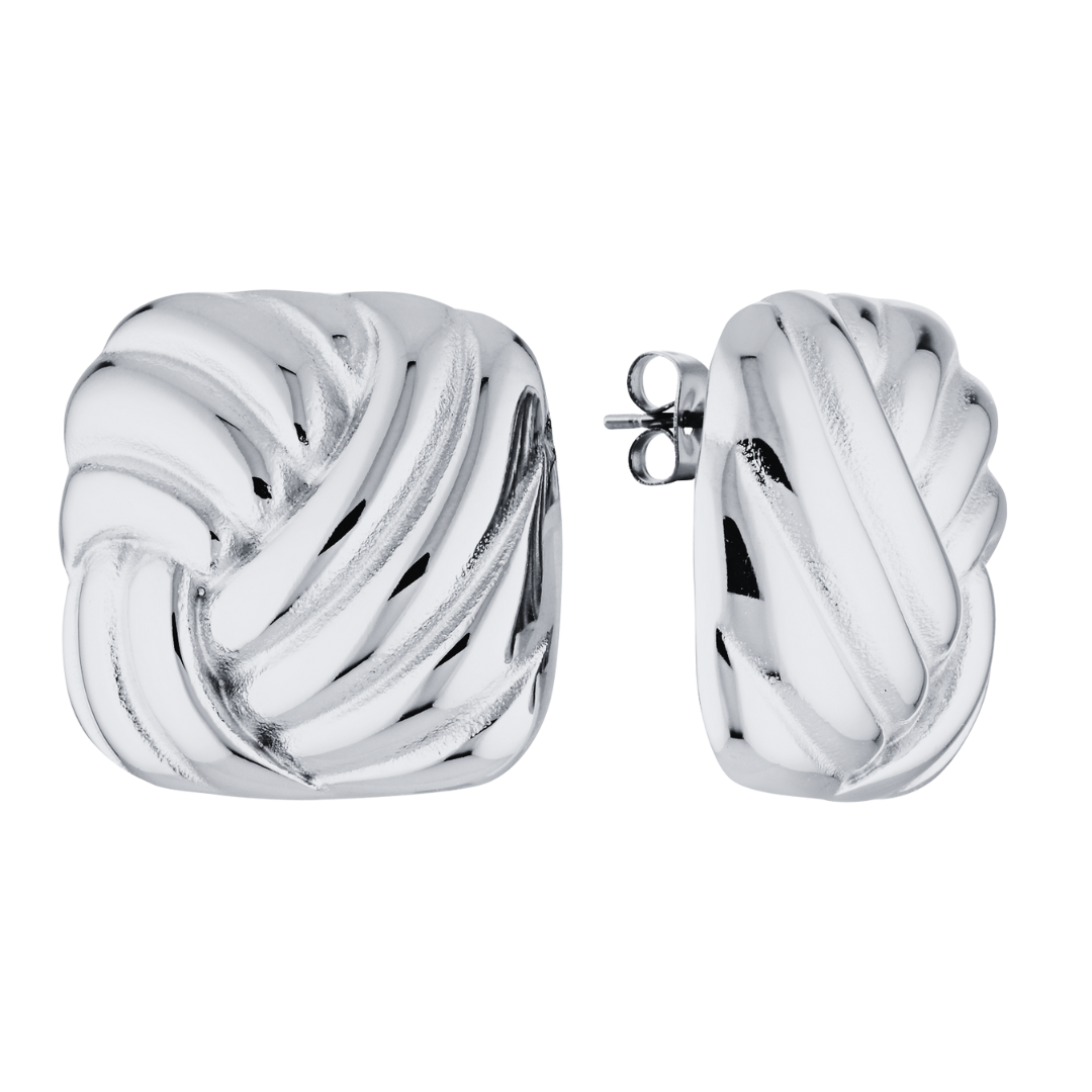 Clara Vintage Square Earrings (Silver)