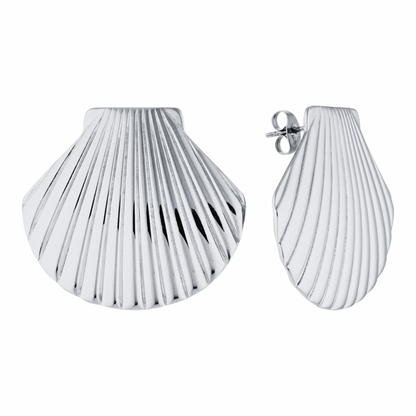 Isobel Shell Statement Earrings (Silver)