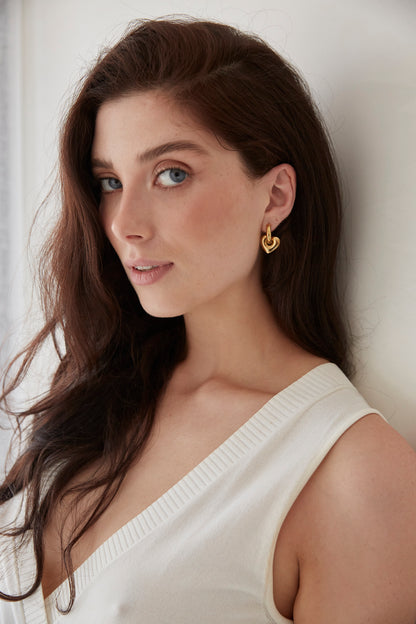 PRE-ORDER: Lisa Puffy Heart Earrings (Gold)